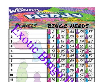 1-90 Ball Bingo Board, 1-18 Lines, Mixed (Nerds)