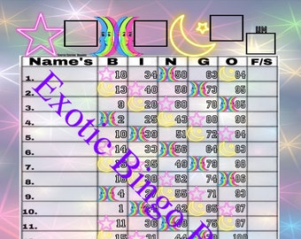 1-20 Line Bingo Board, 1-100 Balls Mixed (Neon Moon)