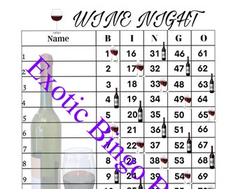 1-75 Ball Bingo Board, 1-15 lines, Straight (Wine Night)