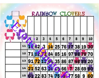 1-20 Lines Ball Bingo Board, 1-100 Balls, Mixed (Rainbow Clover Grid)