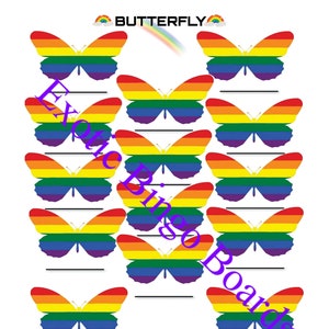 1-15 Line Bingo Board, 1-75 Balls Blank (Butterfly Rainbow)