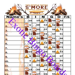 1-75 Ball Bingo Board, 1-15 lines, Mixed (Smore)