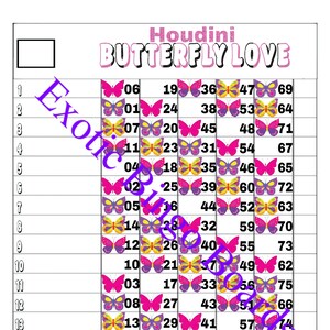 Planche de bingo 1-15 lignes, 1-75 boules mixtes (Butterfly Houdini)