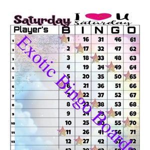 1-75 Ball Bingo Board, 1-15 lines, Straight (Saturday I love you)