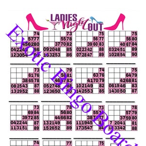 Tableau de bingo à 1-90 boules, 1-15 lignes, images mixtes (Ladies Night Out)