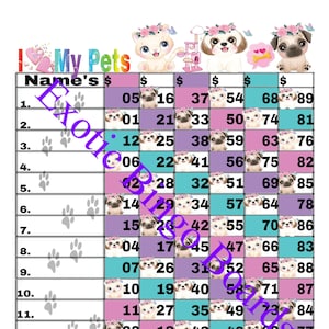 Tableau de bingo 1-15 lignes, 1-90 boules mélangées Houdini (Love My Pets)