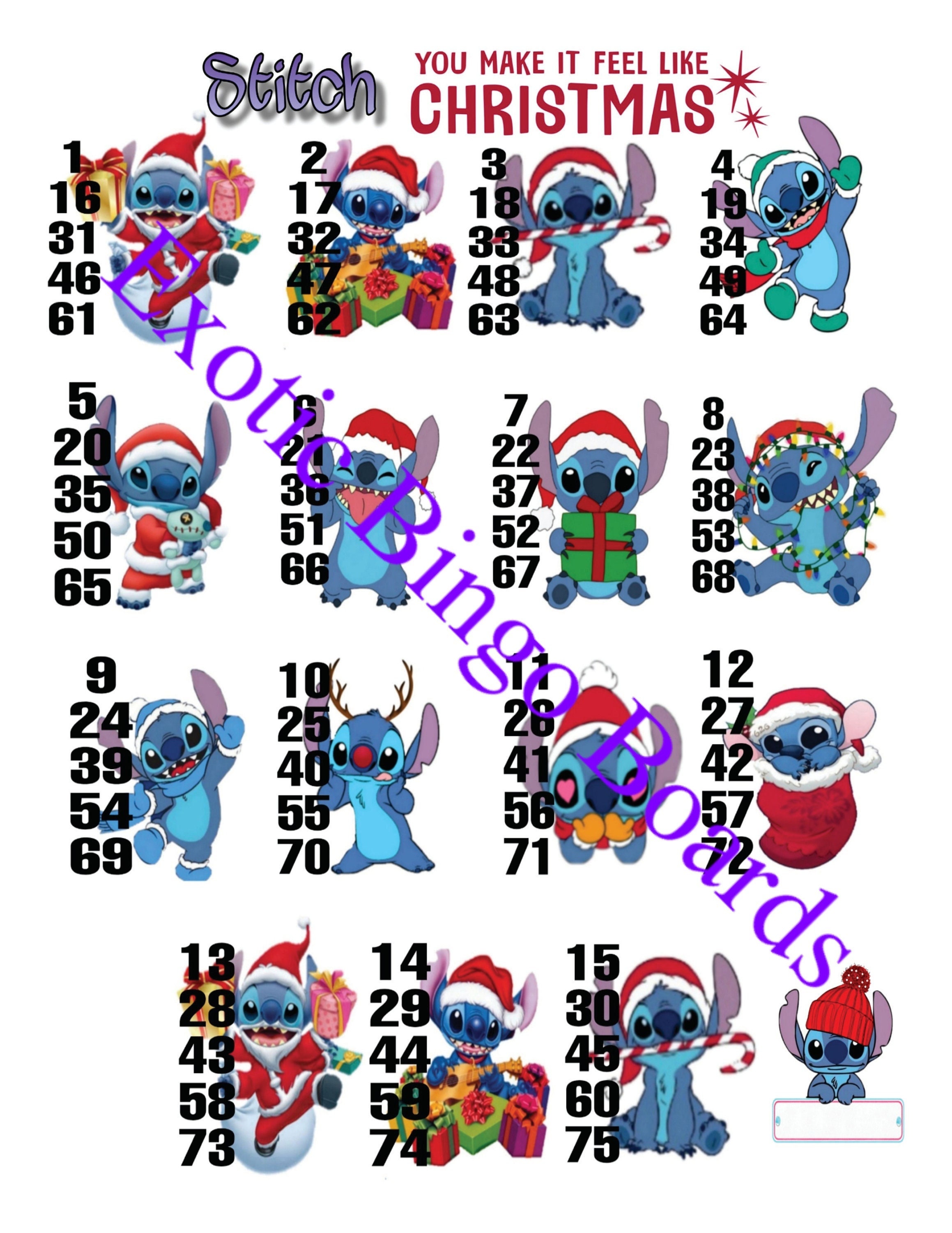 1-15 Lines Bingo Board, 1-75 Ball, Straight Picture (Christmas Stitch)