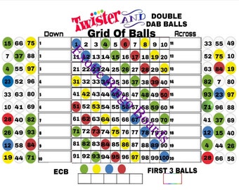 1-20 Lines Bingo Board, 1-100 Ball, Straight (Twist Grid)