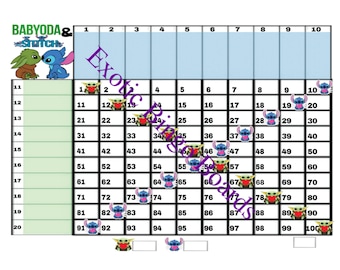 1-100 Ball Bingo Board, 1-20 Lines, Straight (Baby S & Y Grid)