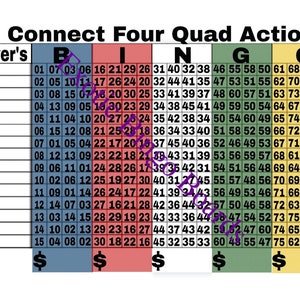 1-15 Line Bingo Board, 1-75 Balls Mixed (Connect 4 Quad Action)