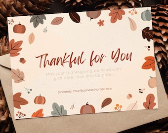 THANKSGIVING Thank You Card, Template, Canva Editable, Printable, Cleaning Business, Thankful Small Business, Festive, Holidays, Autumn