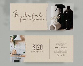 ELEGANT Gift Certificate, Template, Printable Gift Voucher, Editable Gift Card, Cleaning Business, Professional, Cleaning Service