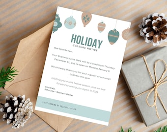 HOLIDAY CLOSURE NOTICE, Editable, Cleaning Business, Professional, Christmas, Printable, Service, Small Business, Custom, Holiday, New Year
