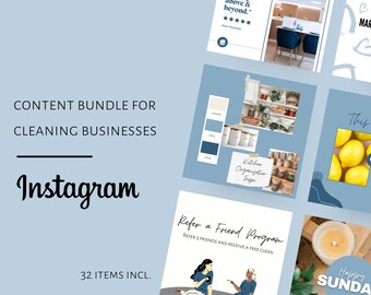 INSTAGRAM POST Bundle, BLUE, Instagram Content, Business, Instagram Story, Cleaning Business, Instagram Post, Professional Cleaning Service
