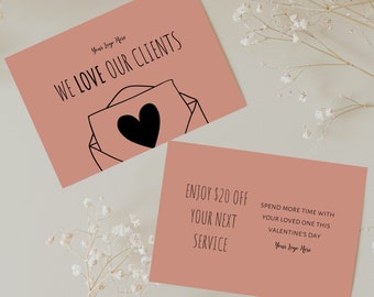 VALENTINE'S DAY Thank You Card, Business Template Canva Etsy Thank You , Editable, Printable, Digital, Client with Logo, Cleaning Business