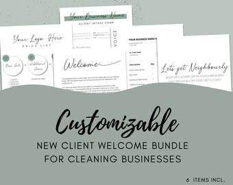 Minimalist New Client Welcome, Bundle, Policies, Client Intake Template, New Client Service Form, Cleaning Business, Professional Flyer