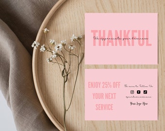 Thank You Card Template, PINK Business Thank You Card Ideas, Canva Professional Thank You For Your Purchase Customer Card, Cleaning Business