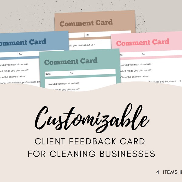 Cleaning Customer Feedback Card Etsy