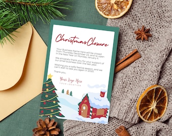 CHRISTMAS CLOSURE NOTICE 2, Editable, Cleaning Business, Professional, Commercial, Printable, Service, Small Business, Custom, Holiday