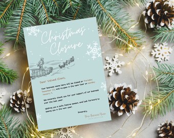 CHRISTMAS CLOSURE NOTICE, Editable, Business, Professional, Commercial, Printable, Festive, Small Business, Custom, Industry, Holiday, Merry