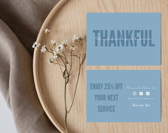 Thank You Card Template, BLUE, Business Thank You Card Idea, Canva Professional Thank You For Your Purchase Customer Card, Cleaning Business