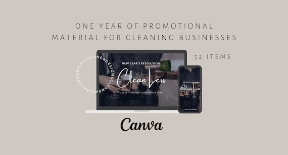 ONE YEAR of Promotional Material, Cleaning Instagram Template, Cleaning Business, Canva Templates, Editable Instagram Posts, New Year