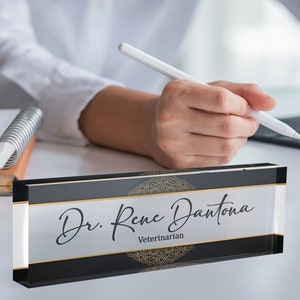 Luxury Concept Desk Name Plate Custom Personalized Desk Sign Plaque Office Flower Office Sign desk accessories Name Plaque Model 090
