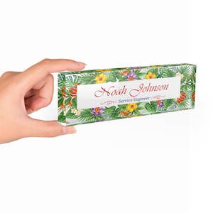 Desk Name Plate Custom Personalized Desk Sign Plaque Office Flower Office Sign desk accessories Name Plaque Model 014 Tropical Concept