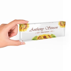 Sunflower Concept Desk Name Plate Custom Personalized Desk Sign Plaque Office Flower Office Sign desk accessories Name Plaque Model 056
