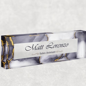 Luxury Desk Name Plate Custom Personalized Desk Sign, Office Gift,  Office Sign desk accessories Name Plaque - Black White Marble Name Plate