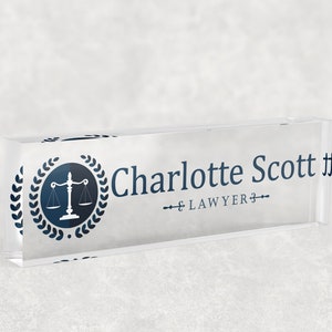 Plaque signalétique Lawyer Desk, Cadeau d’affaires avocat, Enseigne de bureau personnalisée personnalisée, Accessoires de bureau d’enseigne de bureau Plaque nominative