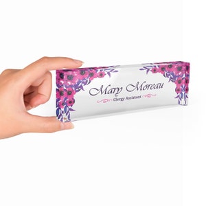 Watercolor Floral Concept Desk Name Plate Custom Personalized Desk Sign Plaque Office Flower Office Sign desk accessories Name Plaque