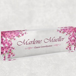 Blossom Concept Desk Name Plate Custom Personalized Desk Sign Plaque Office Flower Office Sign desk accessories Name Plaque Model 059