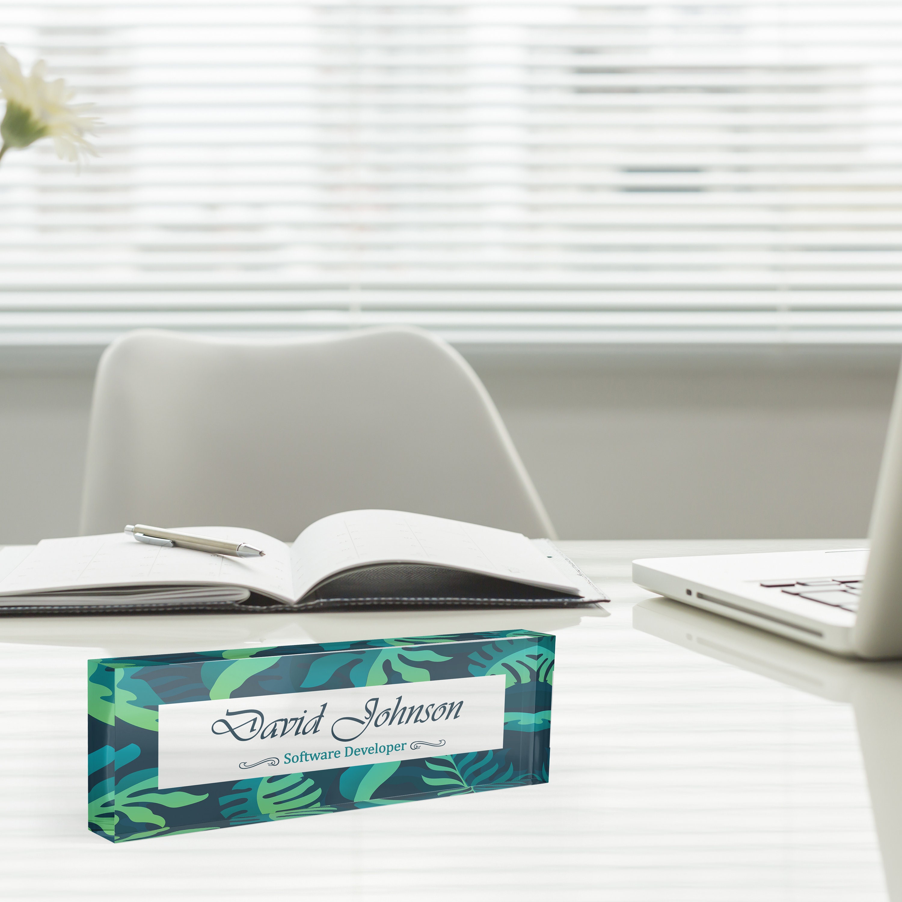 Desk Name Plate Custom Personalized Desk Sign Plaque Office Flower ...