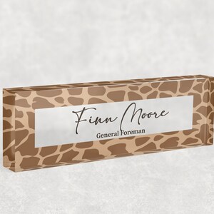 Brown Wild Concept Bureau Nom Plaque Personnalisée Bureau Signe Plaque Bureau Fleur Bureau Signe bureau accessoires Nom Plaque Modèle 083
