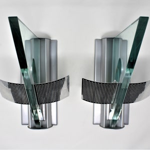 Icaro Post Modern Sconces, a set of 2 by Carlo Forcolini for Artemide Italy. Rare Find!