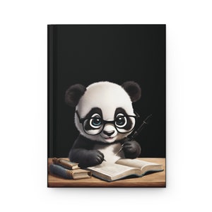 Hardcover Journal Matte Notebook - Studious Panda