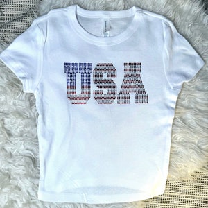 トップス BEP OG RHINESTONE BABY TEE WHITE BEP OG RHINESTONE BABY TEE WHITE – BlackEyePatch