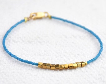 Rich turquoise Bead bracelet, Gold Turquoise Bracelet, Birthstone Bracelets, December Birthstone Bracelet, Turquoise Jewelry