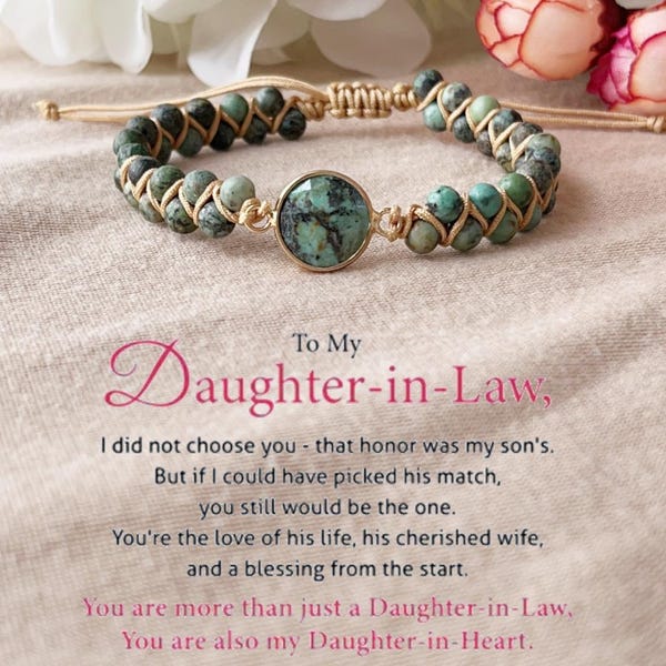 Daughter-in-Law Jasper Bracelet, Braided Rope, Adjustable Length
