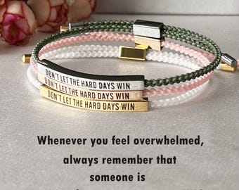 Personalized Gift-Don't Let The Hard Days Win Tube Bracelet,Gift for Her,Inspirational Bracelet,Birthday Gift,Christmas Gift for Him