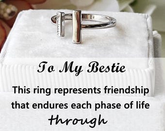 Thick and Thin 925 Sterling Silver Open Ring, Friendship Gift