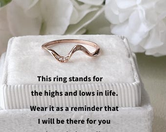 Anillo de plata de ley con ondas de altibajos, regalo de Navidad y cumpleaños.