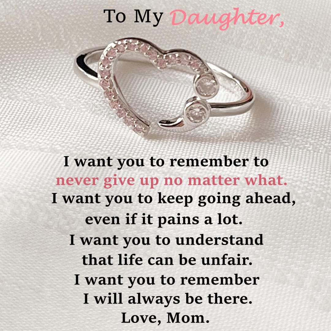 To My Daughter - Never Give up No Matter What Semicolon Ring,925 ...