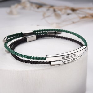 Personalized Stainless Steel Bar Bracelet, Custom Engraved Name Bracelet