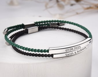 Gepersonaliseerde roestvrijstalen staafarmband, op maat gegraveerde naamarmband
