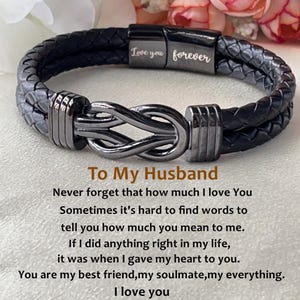 To My Husband Personalized Gift-Love You Forever,Infinity Bracelet,Men Knot Bracelet,Engraved Gift for Him,Birthday Gift,Wedding Gift