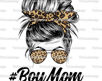Chłopiec Mama Gepard/Lampart Print Messy Bun PNG Cyfrowe Pobieranie