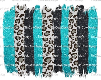 Aqua Türkis Blau Glitzer Leopard/Gepard Brushstroke PNG Digitaler Download