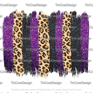 May include: Abstract digital art print featuring a purple, black, and brown leopard print design. The design is made up of vertical stripes with a brushstroke effect.